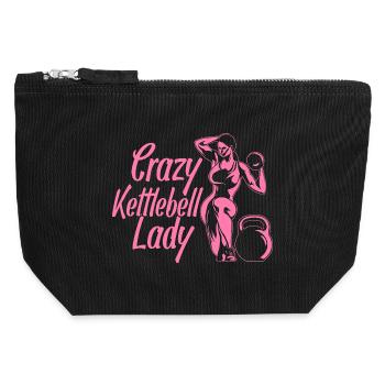 La Fanatique du Fitness La Dame Folle des Kettlebells - Pochette zippée en toile 12 x 13 cm - noir - Devant