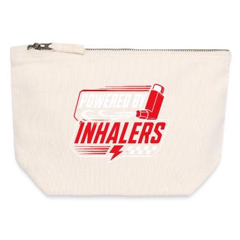 Asthme Asthmatiques alimentés par des inhalateurs - Pochette zippée en toile 12 x 13 cm - blanc naturel - Devant