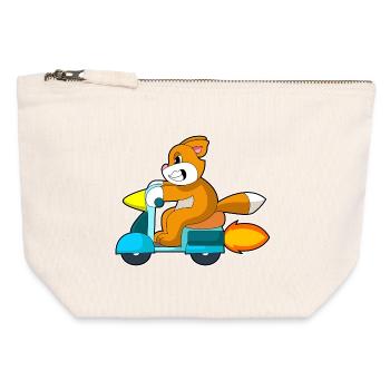 Scooter pour chat - Pochette zippée en toile 12 x 13 cm - blanc naturel - Devant