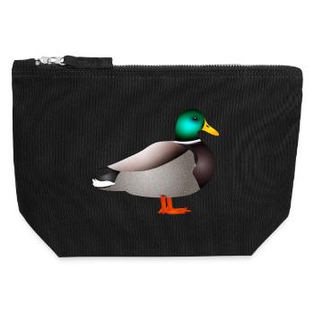 handgezeichnete männliche Ente Erpel oder Enterich - Canvas Reißverschluss-Täschchen (12 x 13 cm) - Schwarz - Vorne