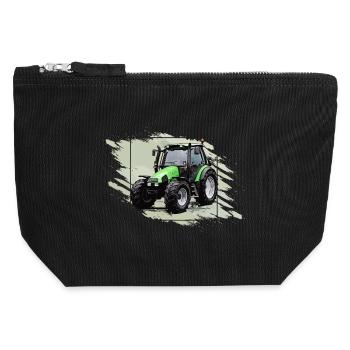 Kleiner grüner Traktor - Canvas Reißverschluss-Täschchen (12 x 13 cm) - Schwarz - Vorne