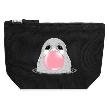 Sceau avec chewing-gum – Motif animalier amusant - Pochette zippée en toile 12 x 13 cm - noir - Devant