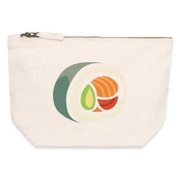 Sushi Roll Cartoon – Funny Food Design - Canvas Zip Pouch 12 x 13 cm - nature - Front