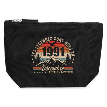 Retro Dezember 1991 - 34 Jahre Geschenk - Canvas Reißverschluss-Täschchen (12 x 13 cm) - Schwarz - Vorne