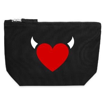 Petites Cornes de Cœur de Diable - Pochette zippée en toile 12 x 13 cm - noir - Devant