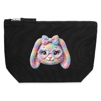 Hase Herzbrille Häschen Pastell Regenbogen Ostern - Canvas Reißverschluss-Täschchen (12 x 13 cm) - Schwarz - Vorne