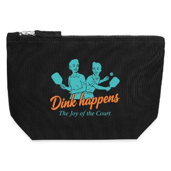 Joueur drôle de pickleball Dink happens, joie du - Pochette zippée en toile 12 x 13 cm - noir - Devant