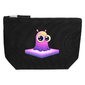Little pixel friend on platform - Canvas Zip Pouch 12 x 13 cm - black - Front