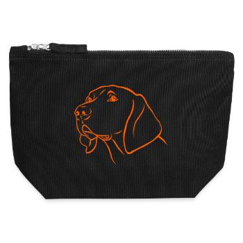 Weimaraner Portrait in orange - Canvas Zip Pouch 12 x 13 cm - black - Front