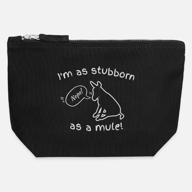 Je suis têtu comme un mulet - Funny Donkey Lovers - Pochette zippée en toile 12 x 13 cm - noir
