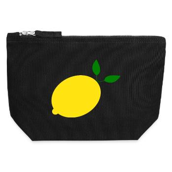 Zitrone Limone Limette - Canvas Reißverschluss-Täschchen (12 x 13 cm) - Schwarz - Vorne