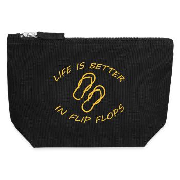 LIFE IS BETTER IN FLIP FLOPS - Canvas Reißverschluss-Täschchen (12 x 13 cm) - Schwarz - Vorne