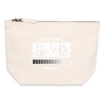 Installing Muscles – Funny Gym Workout - Canvas Zip Pouch 12 x 13 cm - nature - Front