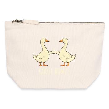 Proverbe « Oies qui ont la chair de poule » - Pochette zippée en toile 12 x 13 cm - blanc naturel - Devant