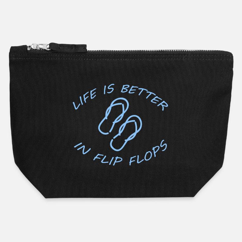 LIFE IS BETTER IN FLIP FLOPS - Canvas Reißverschluss-Täschchen (12 x 13 cm) - Schwarz