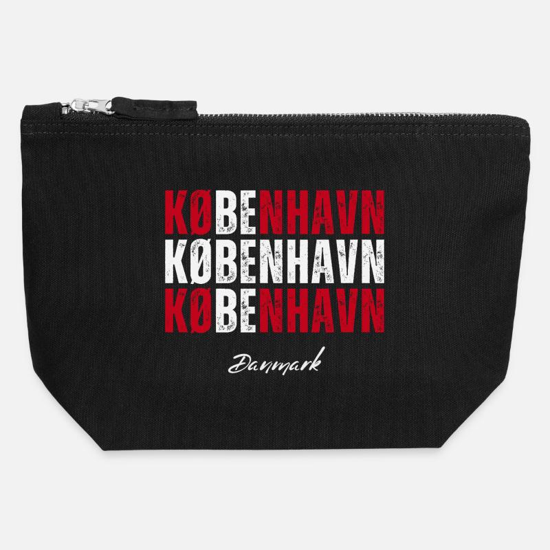 J’adore Copenhague, Copenhague Danemark - Pochette zippée en toile 12 x 13 cm - noir