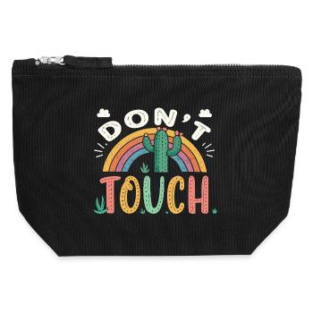 Rainbow Cactus Do Not Touch - Canvas Zip Pouch 12 x 13 cm - black - Front