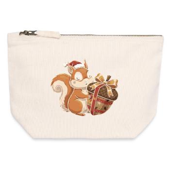 Winterfreude Eichhörnchen Geschenk - Canvas Reißverschluss-Täschchen (12 x 13 cm) - Naturweiß - Vorne
