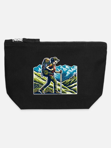 Wanderin Wandern - Canvas Reißverschluss-Täschchen (12 x 13 cm) - Schwarz
