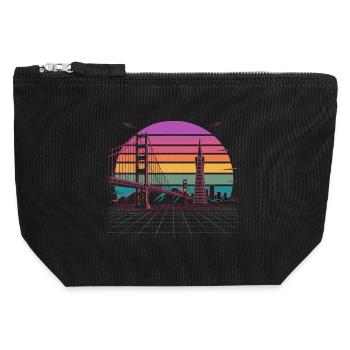 Regenbogenbrücke Neon Skyline san francisco - Canvas Reißverschluss-Täschchen (12 x 13 cm) - Schwarz - Vorne