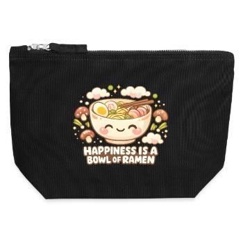 Ramen Bowl Kawaii Japanese - Canvas Zip Pouch 12 x 13 cm - black - Front