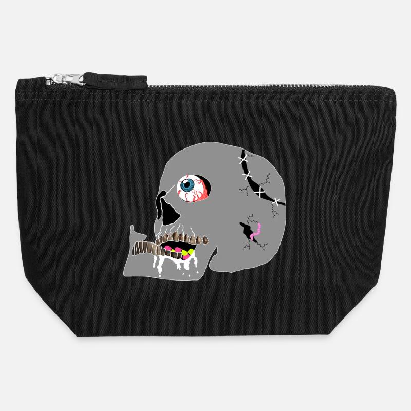 Skull - Canvas Zip Pouch 12 x 13 cm - black