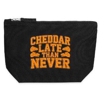Cheddar Late Than Never Funny Cheese Saying For - Canvas Zip Pouch 12 x 13 cm - black - Front