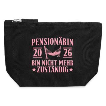 Pensionärin 2026 - Nicht mehr zuständig Geschenk - Canvas Reißverschluss-Täschchen (12 x 13 cm) - Schwarz - Vorne