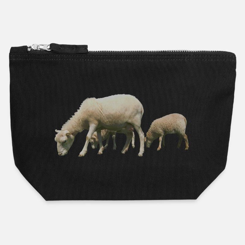 sheep - Canvas Zip Pouch 12 x 13 cm - black