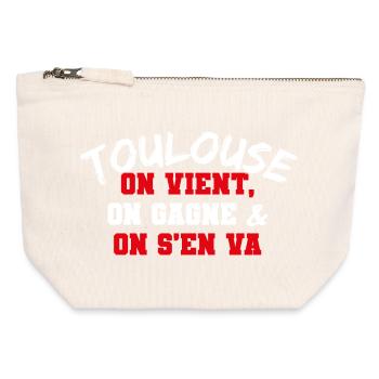 RUGBY TOULOUSE - Pochette zippée en toile 12 x 13 cm - blanc naturel - Devant