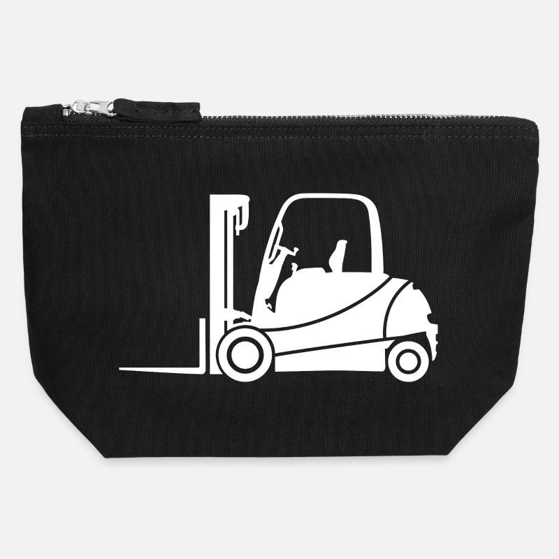 Forklift Silhouette: Transport & Forklift Driver - Canvas Zip Pouch 12 x 13 cm - black