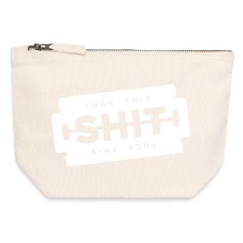 Merde cette lame de rasage - Pochette zippée en toile 12 x 13 cm - blanc naturel - Devant