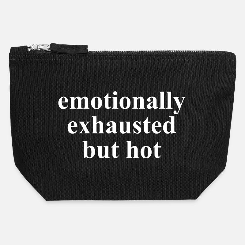 Emotionally Exhausted But Hot Spruch - Canvas Reißverschluss-Täschchen (12 x 13 cm) - Schwarz