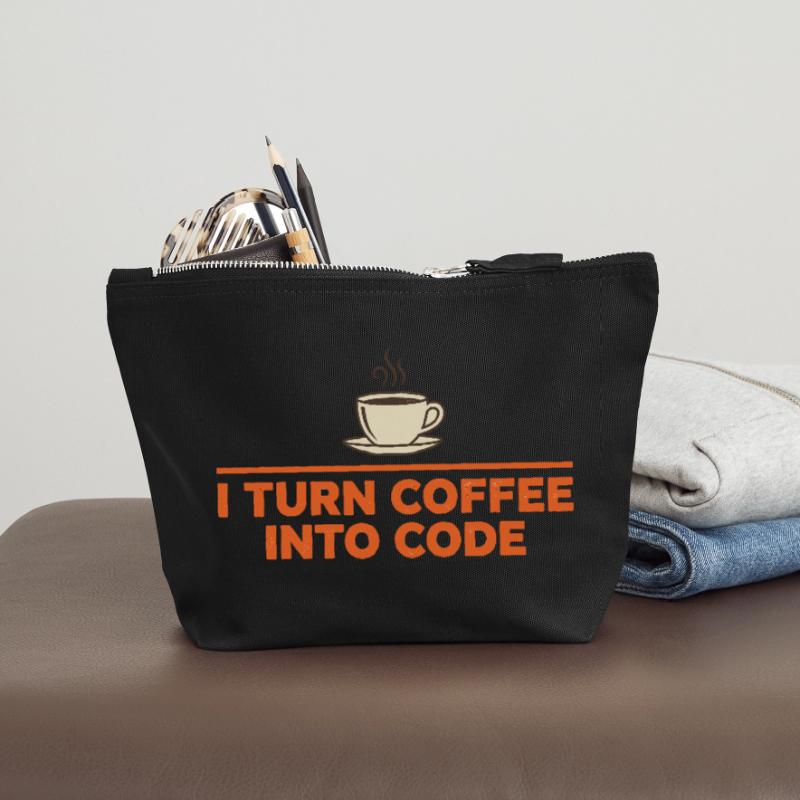 Je transforme le café en code – Programmer Retro Pochette zippée en toile 12 x 13 cm