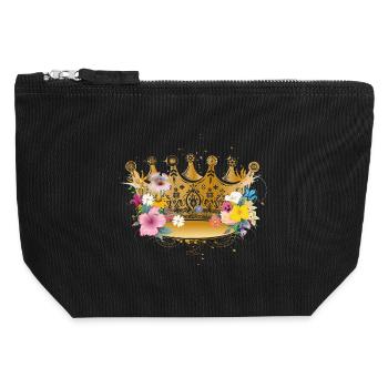 Golden crown with flowers - Canvas Zip Pouch 12 x 13 cm - black - Front