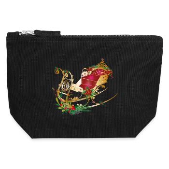 Pferdeschlitten weihnachtlich geschmückt - Canvas Reißverschluss-Täschchen (12 x 13 cm) - Schwarz - Vorne