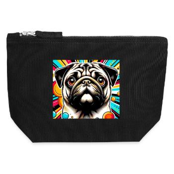 Mopshund Pop Art - Canvas Reißverschluss-Täschchen (12 x 13 cm) - Schwarz - Vorne