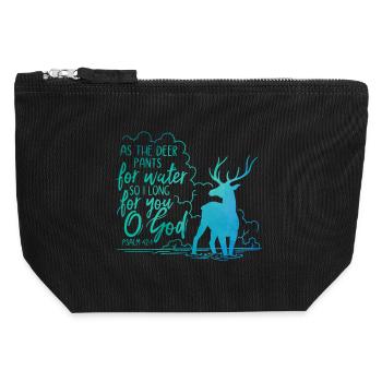 Comme le cerf halète pour l’eau - Pochette zippée en toile 12 x 13 cm - noir - Devant