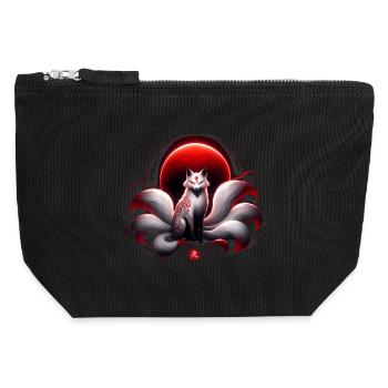 Crimson Kitsune Moon - Canvas Zip Pouch 12 x 13 cm - black - Front