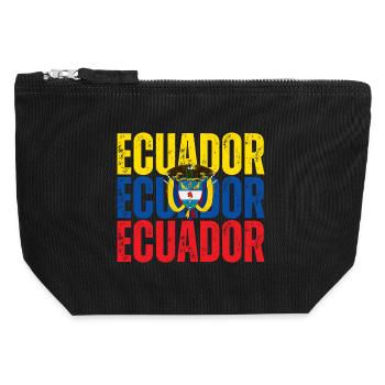 Flagge von Ecuador, ecuadorianischer Stolz - Canvas Reißverschluss-Täschchen (12 x 13 cm) - Schwarz - Vorne
