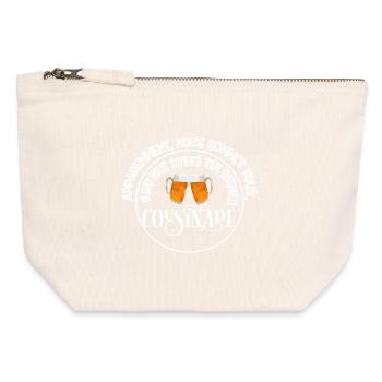 cousinade + année ou date à personnaliser - Pochette zippée en toile 12 x 13 cm - blanc naturel - Devant