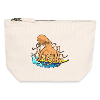 Krake Surfen Surfbrett Sommer - Canvas Reißverschluss-Täschchen (12 x 13 cm) - Naturweiß - Vorne