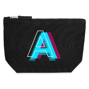Initial letter A - Canvas Zip Pouch 12 x 13 cm - black - Front