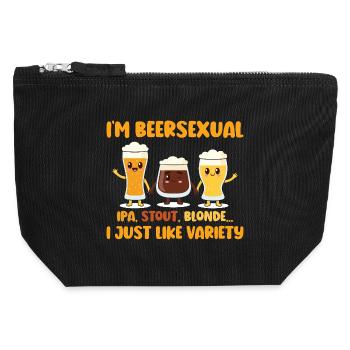 Je suis Beersexual Boire de la bière Amateurs de bière - Pochette zippée en toile 12 x 13 cm - noir - Devant
