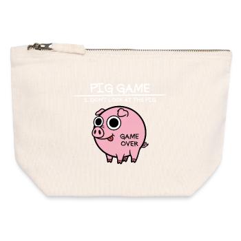 Schweinespiel Schau nicht auf das Schwein Lustiges - Canvas Reißverschluss-Täschchen (12 x 13 cm) - Naturweiß - Vorne