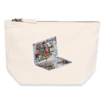 Transparente CAD-Schaltkreiskunst beim Laptop - Canvas Reißverschluss-Täschchen (12 x 13 cm) - Naturweiß - Vorne