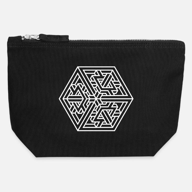 Impossible form – optical illusion for nerds - Canvas Zip Pouch 12 x 13 cm - black