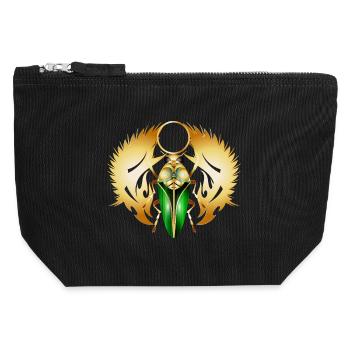Gold-grüner Scarabeus mit Flügelornament - Canvas Reißverschluss-Täschchen (12 x 13 cm) - Schwarz - Vorne