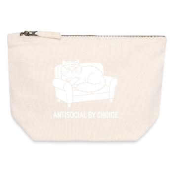 Antisocial by Choice Cat Gift - Canvas Zip Pouch 12 x 13 cm - nature - Front