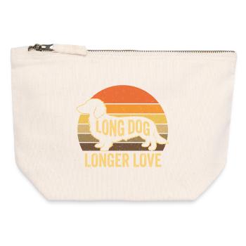 Silhouette rétro teckel - Long Dog Love - Pochette zippée en toile 12 x 13 cm - blanc naturel - Devant